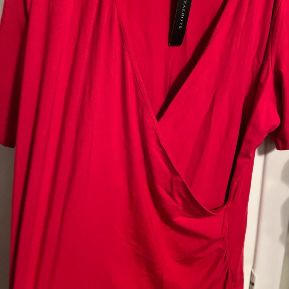 NWT TALBOTS WOMAN RED V-NECK SHORT SLEEVE BLOUSE SZ 1X - Picture 5 of 6